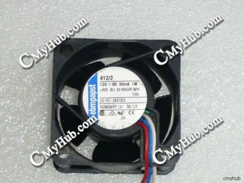 Бесплатная Доставка Для ebmpapst 412/2 DC12V 80MA 1 Вт 4020 4 СМ 40 ММ 40X40X20 3pin Вентилятор