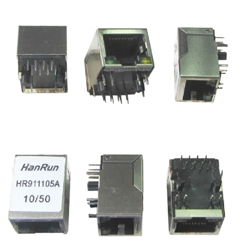 5 шт. HR911105A Однопортовый разъем RJ45 с магнитным модулем светодиодный|port rj45|porte ledport