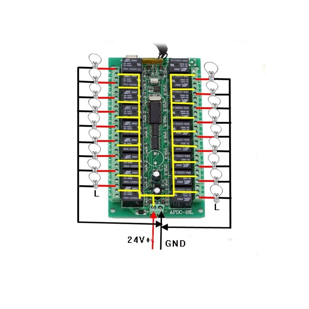 18 нагрузки DC24V 10A реле 18CH беспроводной РФ дистанционного Управление переключатель передатчик с приемником