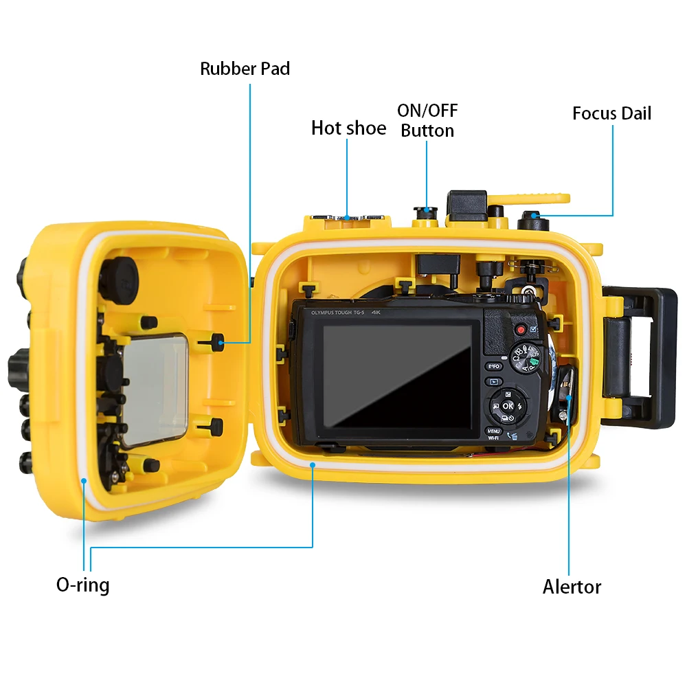 Водонепроницаемый футляр для подводной камеры SeaFrogs 60 m/195ft для Olympus TG5+ 67 мм красный фильтр 3 цвета