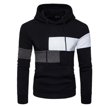 

Ouma Men's Fashion Double Pocket Hit Color Head Hooded Hoodies Cotton Material Casual Men's Hoodies