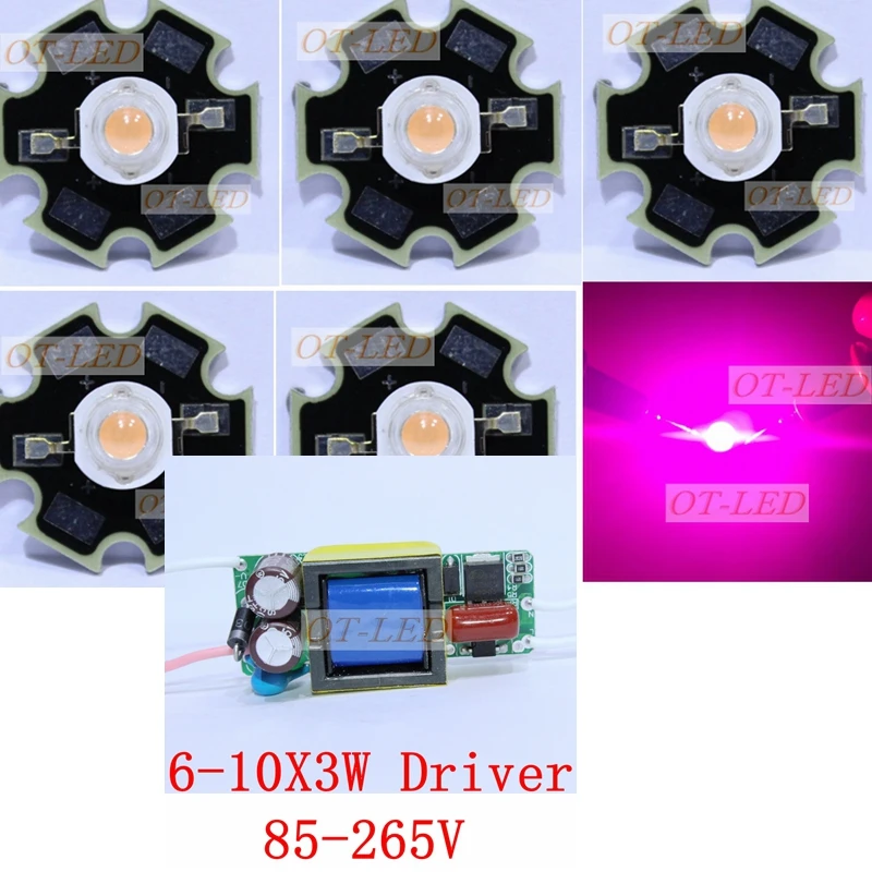 10 шт. 3 Вт полный спектр led 380-840nm+ 1 шт. 6-10x3w 600mA светодиодный драйвер diy 30 Вт Светодиодный светильник для растений