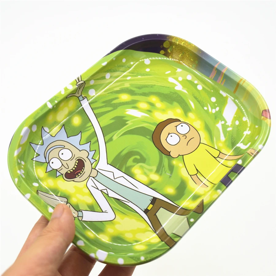 

Rick & Morty Design Smoke Tobacco Metal Rolling Tray Cigarette Container Tobacco Grinder Storage for DIY Smoking Grinder