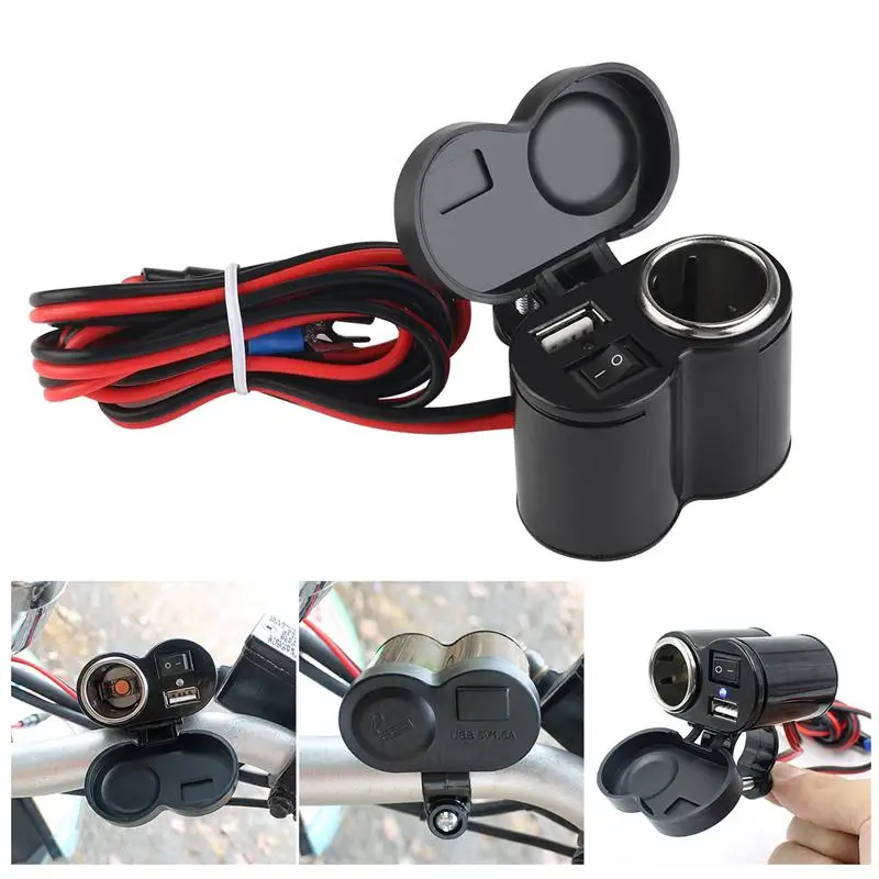 TINKSKY 12-24 V мотоцикл USB порт питания гнездо для автомобильного прикуривателя Зарядное устройство для мобильного телефона/gps/MP3(черный