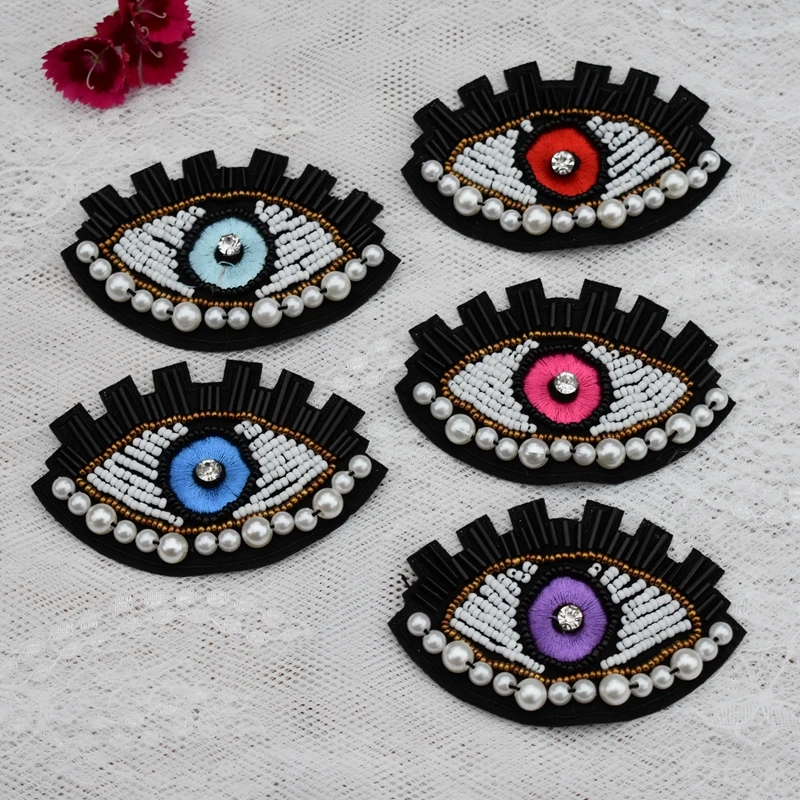 Buy 4pcs beaded eyes Patch for Clothes Sewing on