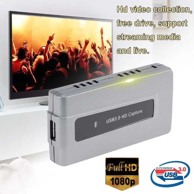 

ALLOYSEED USB3.0 1080P HDMI Video Capture Card Box Live Streaming HDMI Capture Dongle support streaming media and live broadcast