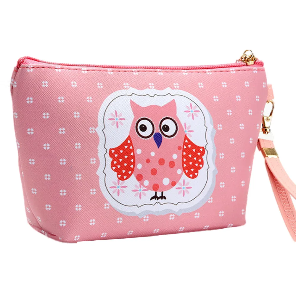 

OutTop Cosmetic Bag 1 PC Makeup Bags Women Portable Owl Cosmetic Case Pouch Zip Toiletry Travel Makeup Clutch Bags Jan25