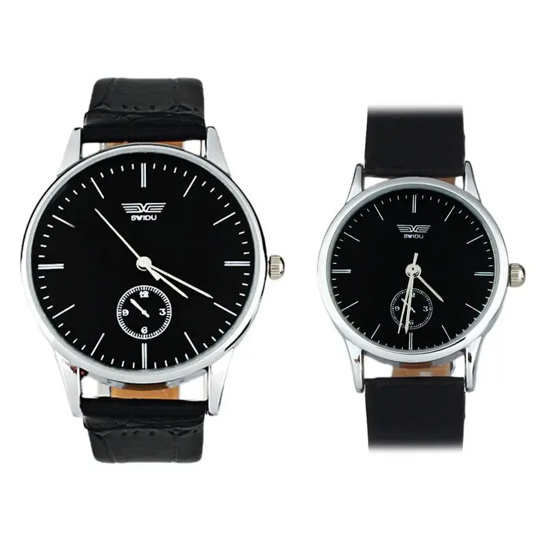 

Couple Watches Quartz Analog Wristwatch For Men Women Simple Classic Black Love's Leather Watches Luxury Gift Dropship F509