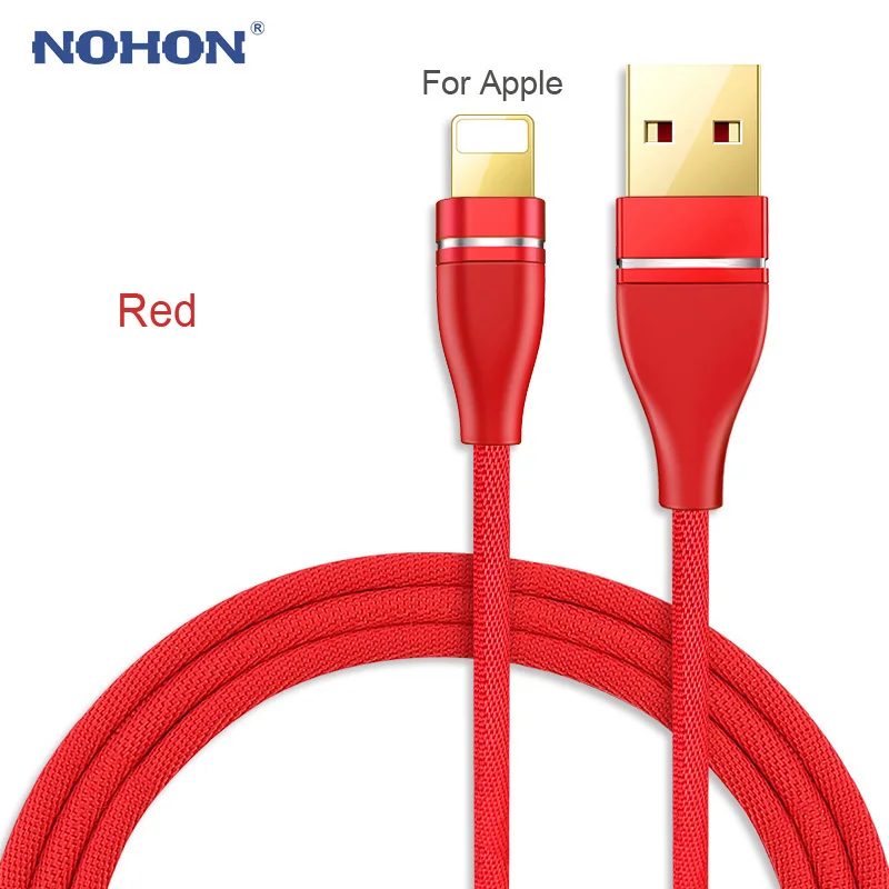 NOHON 3 в 1 USB кабель позолоченный USB кабель для зарядного устройства для iPhone 8 7 6 6S Plus iOS 10 9 8 type C Micro USB-C кабели для телефонов Android - Цвет: For Apple Red