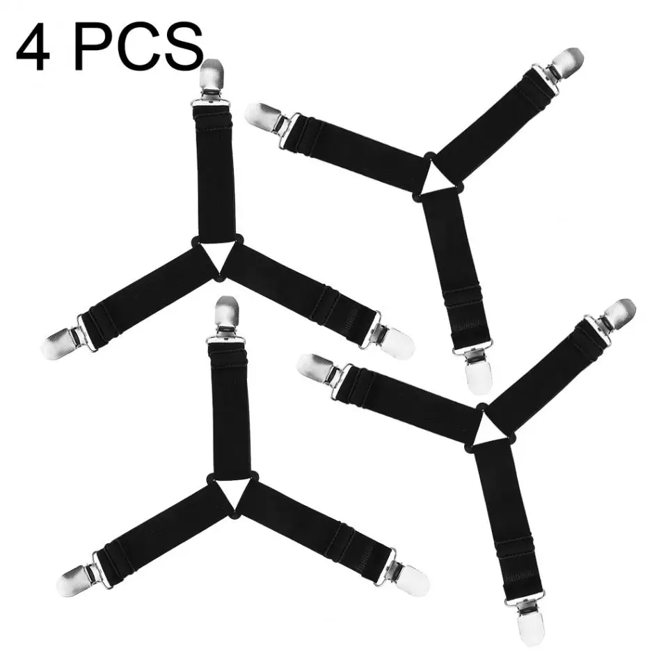 

Bed Sheet Clips Triangle Grippers Suspender Straps Mattress Fastener Holder 4Pcs