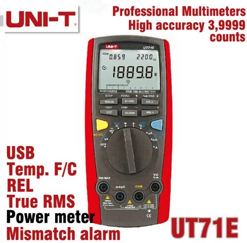 UNI-T UT71E Intelligent LCD Digital Multimeter With USB Interface Frequency Tester Meter power 2500W USB true RMS Wholesale Tools