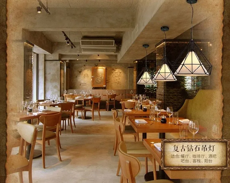 birdcage chandeliers Scandinavian modern minimalist art pyramid iron chandelier creative restaurant lights (17)