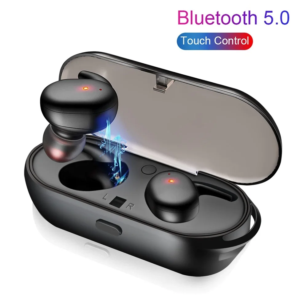 

Overfly TWS Bluetooth Earphone 5.0 Mini Wireless Headset Touch Control Sport Ear Stereo Cordless Earbuds with Charging box