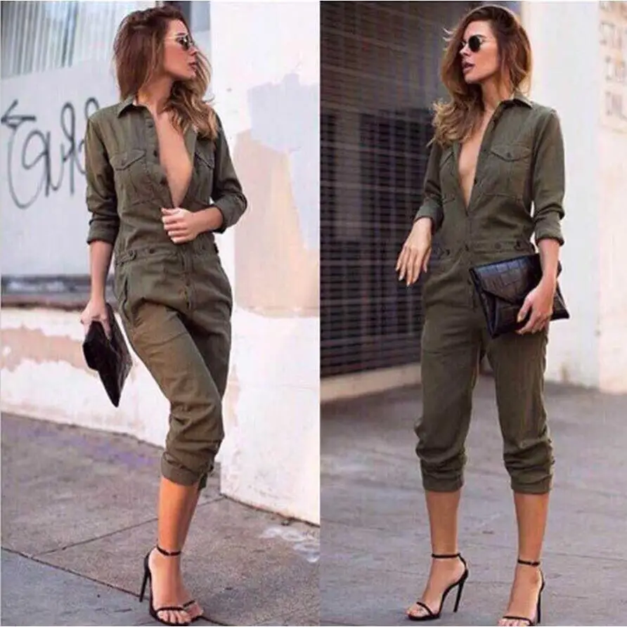 green cargo jumpsuit