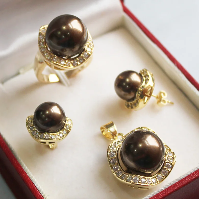 Hot sell free shipping ~~ Free set 0056 shell pearl pendant(14mm) earing(10mm) ring(14mm) | Украшения и аксессуары