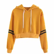 Women's Sweatshirt Jumper Crop Pullover Tops Fashion Sweatshirt Women Varsity-Striped Drawstring Crop Hoodie Women's Sweatshirt Jumper Crop Pullover Tops Fashion Sweatshirt Women Varsity-Striped Drawstring Crop Hoodie