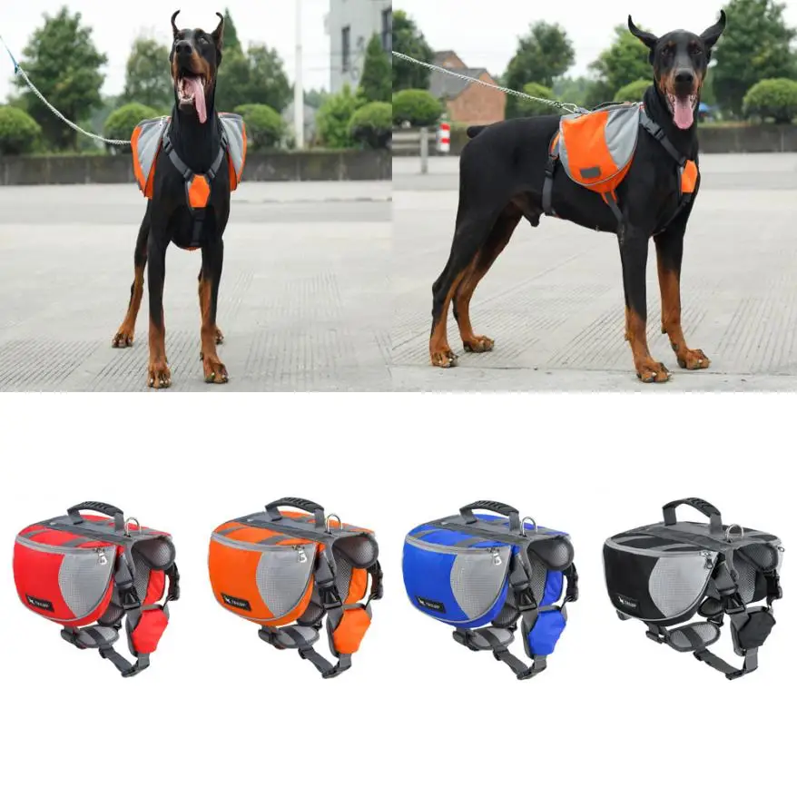 

Pet Outdoor Backpack Large Dog Reflective Adjustable Saddle Bag Harness Carrier for Traveling Hiking Camping Safety Pet Supplies
