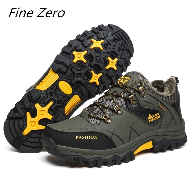 

Fine Zero Plus Size Men Winter High Top With Fur Warm Snow Boots Men Shoes Footwear Fashion Male Rubber Anti Skip Ankle Botas