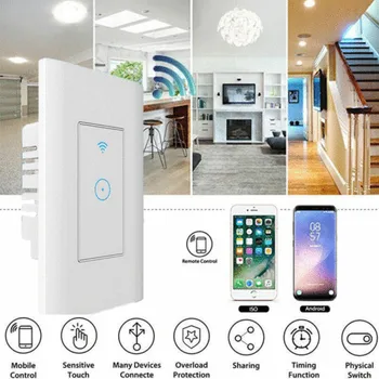 

Smart LED Light Switch WiFi Wall Touch Switch For Amazon Alexa Google Home App Timing Wireless Control 3C21