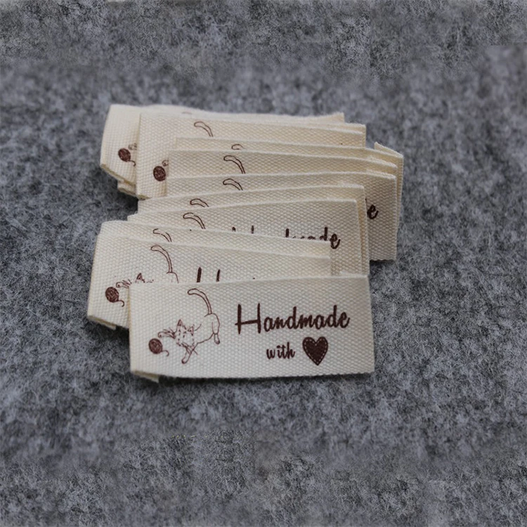 

Free shipping Cream Cotton Labels Hand Made Sew On Garment Cotton Clothing Tags Craft DIY labels