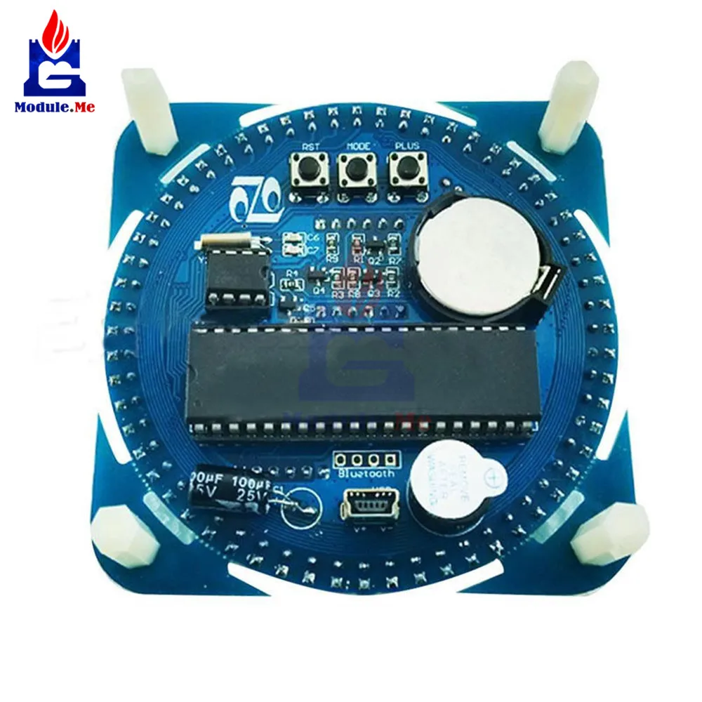 Полностью Assemb светодиодный DS1302 вращающийся светодиодный электронные цифровые часы, набор для самостоятельной сборки 51 SCM обучения доска 5V