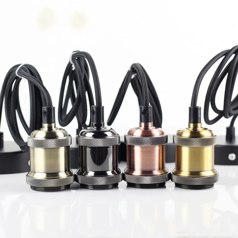

Fanlive 220 V 110V E27 Edison socket lamp holder vintage bronze lamp wire clip screw pendant lamp adapter LED bulb