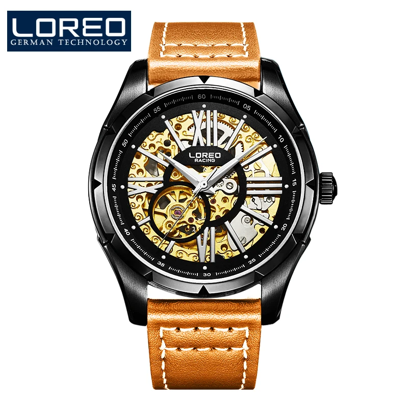 

LOREO Austrian diamond automatic mechanical complete calendar scratch resistant blue diamond coated mirror limited edition watch