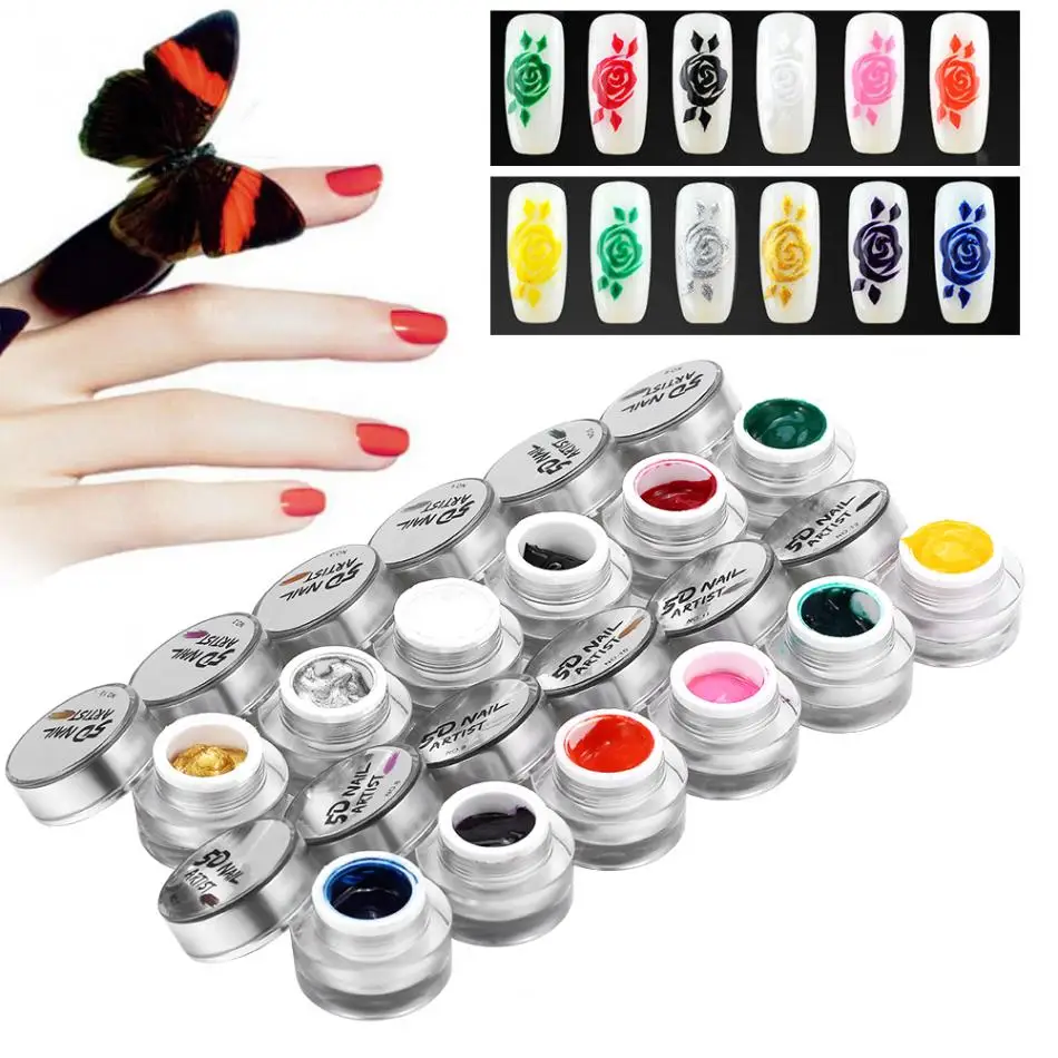

12 Colors Gel Nail Polish Salon Multichrome 3D Relief Painting Drawing Nail Polish Nail Art UV Gel Paint Manicure Beauty Tool