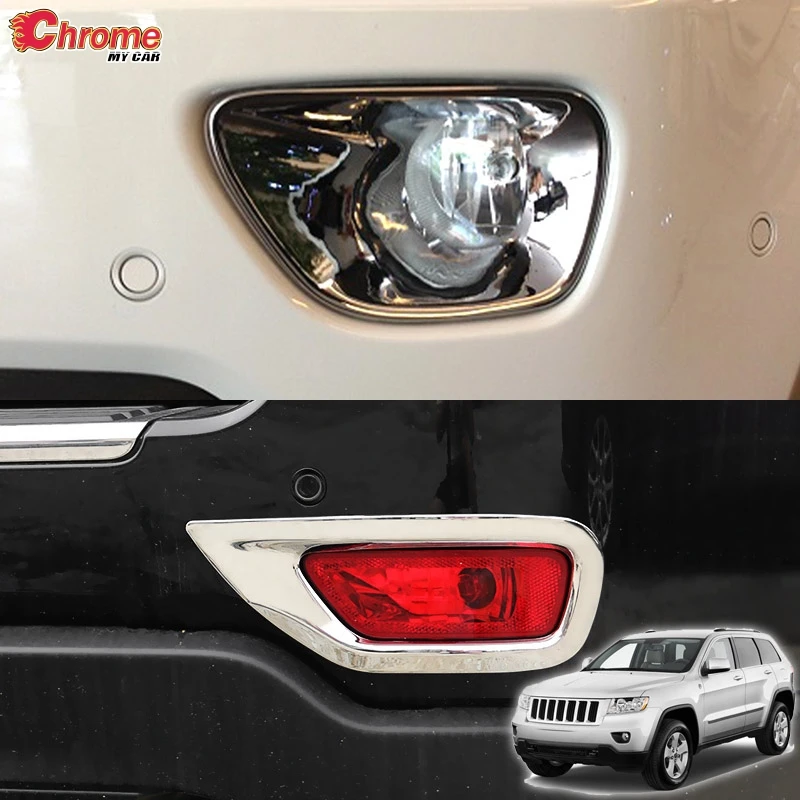 

For Jeep Grand Cherokee WK2 Front Rear Tail Fog Light Foglight Lamp Bumper Chrome Cover Trim 2011 2012 2013 Molding Accessories