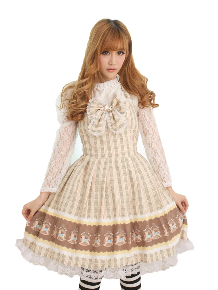 poliéster macio adorável doce bowknot princesa lolita vestido