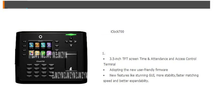 Iclock700 цифровой биометрический USB Ip часы машина часы с контролем доступа запись времени 3,5 дюймов TFT экран черный