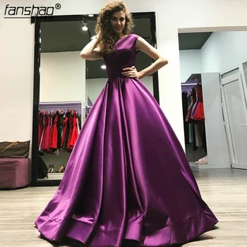 

Purple Elegant A-Line Satin Evening Dresses Sexy Backless Halter Prom Dresses Vestido De Festa Custom Made