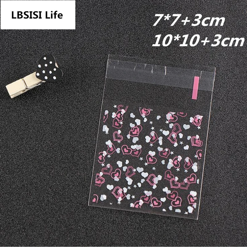 

100pcs Thank You Clear Love Heart Resealable Gift Biscuits Candy Food Beans Cookie Handmade Self Adhesive Packing Bags