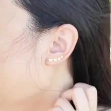 Для женщин модные золотые Цвет Асимметричная звезда серьги-клаймберы Симпатичные луна, серьги со шпилькой, для Для женщин девочек вечерние подарок