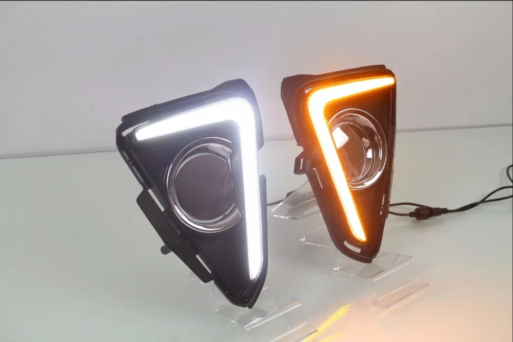 

Qirun led drl daytime running light for Toyota RAV4 2016-2017 with yellow turn signal,dimmer function and wireless control