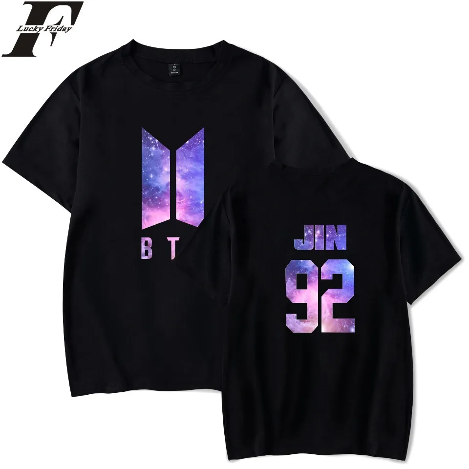 

DF LUCKYFRIDAYF 2019 New Starry Sky Kpop Short T-shirt Women/Men Tee Shirt Women Fans Kpop Style Woman Tshirt Top Cotton Shirt
