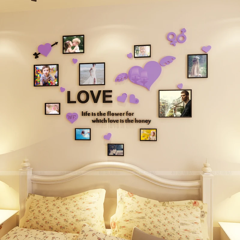 Free shipping LOVE heart Acrylic mirror wall stickers Living room ...