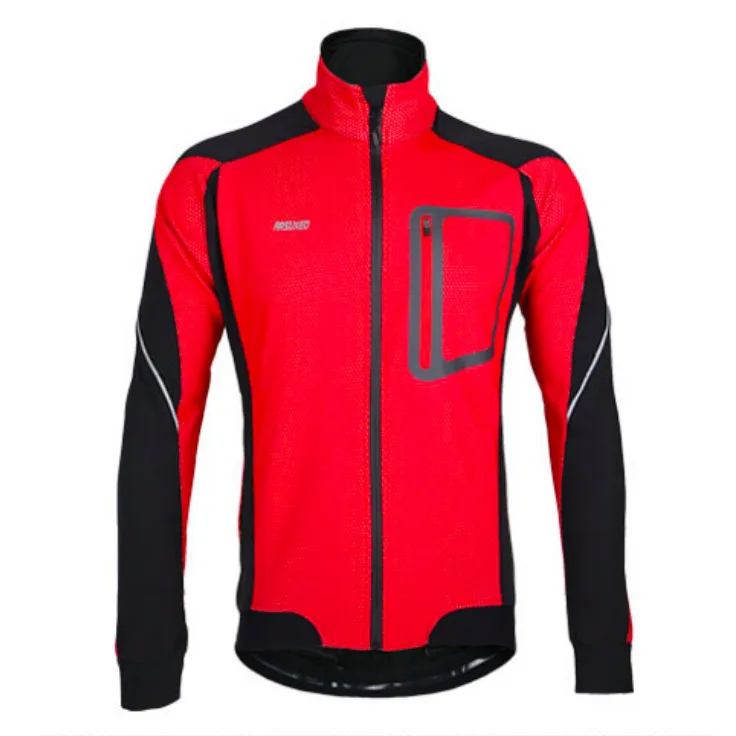 Велоспорт Джерси с длинным рукавом термальная Мужская спортивная одежда дышащая Светоотражающая зимняя одежда горный велосипед Водонепроницаемый Джерси - Цвет: Red