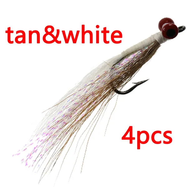 4 шт.#4 свинцовая головка Clouser Deep Minnow 9 цветов свежая и соленая вода baitfish имитация обманщика Seatrout мухи - Цвет: 4pcs tan-white