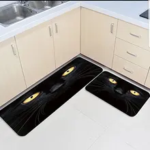 2 шт. кухонные коврики и коврики Набор Черный кот лицо дома Deocr Нескользящие области Runner коврики Ковры