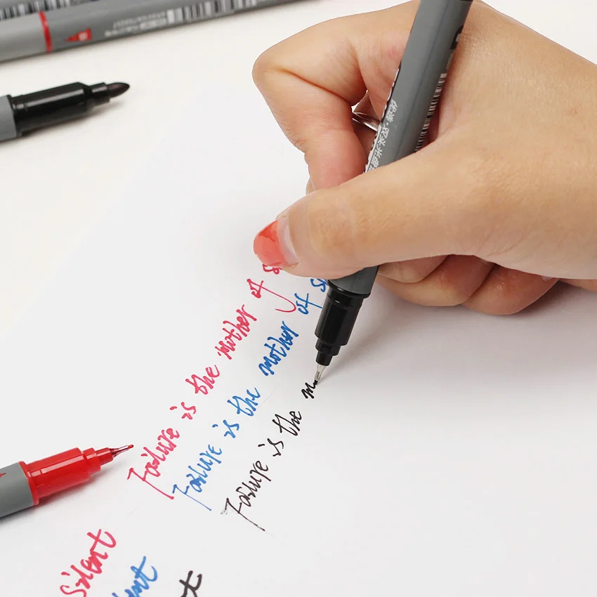 

Twin Tip Permanent Markers Fine Point Black Blue Red Ink Portable Fine Colour Marker Pen CD-197