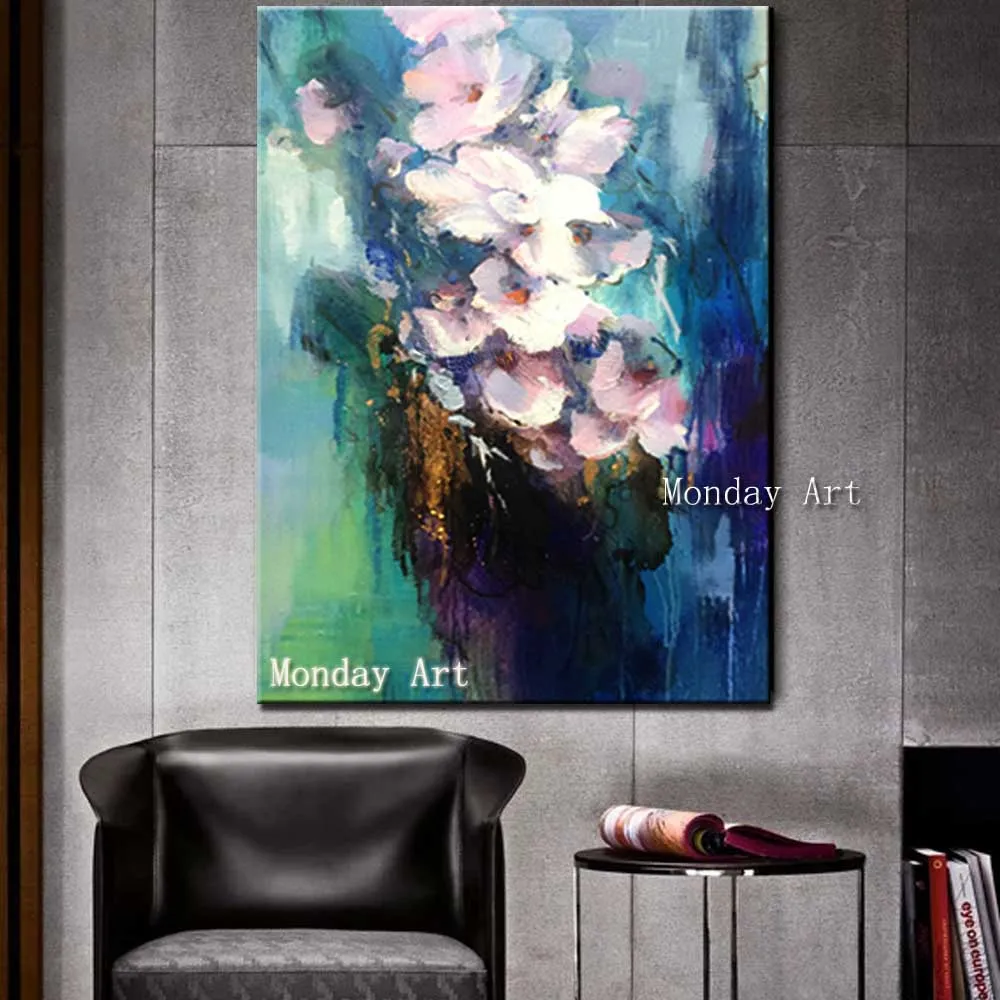 Hand-Painted-Abstract-Flower-Canvas-Oil-Painting-Abstrat-White-Flower-Wall-Picture-Living-Room-Home-Wall (2)