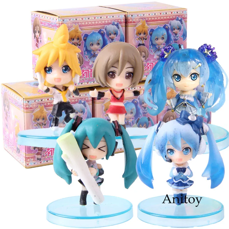 

Hatsune Miku Snow Miku Kagamine Len Meiko Q Version PVC Figures Toys Pendants 5pcs/set