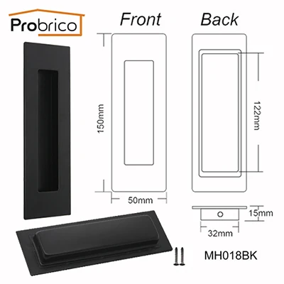 Probrico 5 Пак флеш ручки шкафа карманная вставка под дверь тянет сарай утопленная дверная ручка Потяните черный Stabinless сталь с винтами - Цвет: MH018BK