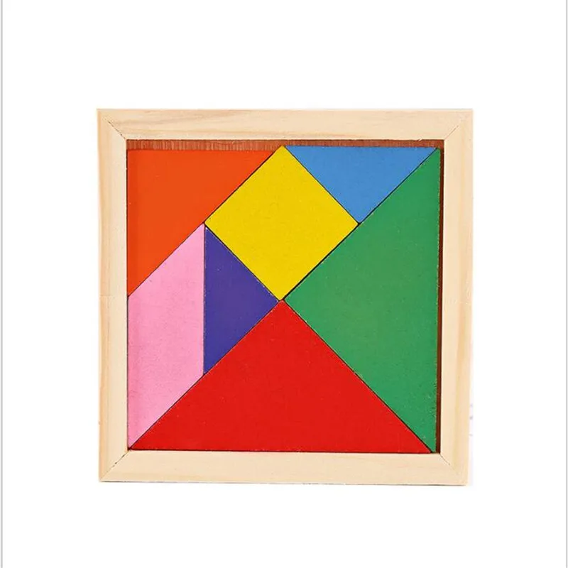 3D деревянные Tangram 7 частей головоломки красочный квадрат IQ игры головоломки интеллектуальные Обучающие игрушки для детей мальчик игрушки