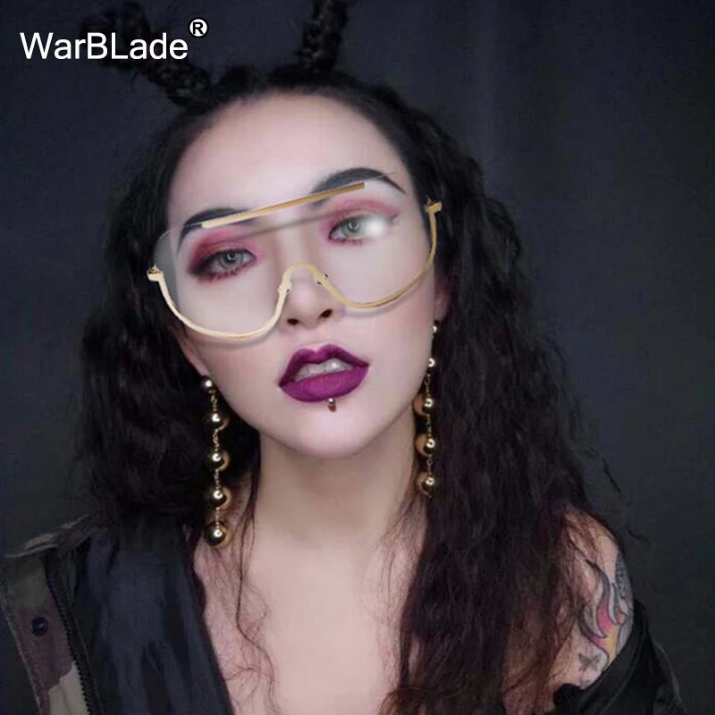 Женские солнцезащитные очки без оправы WarBLade дизайнерские в стиле ретро большие