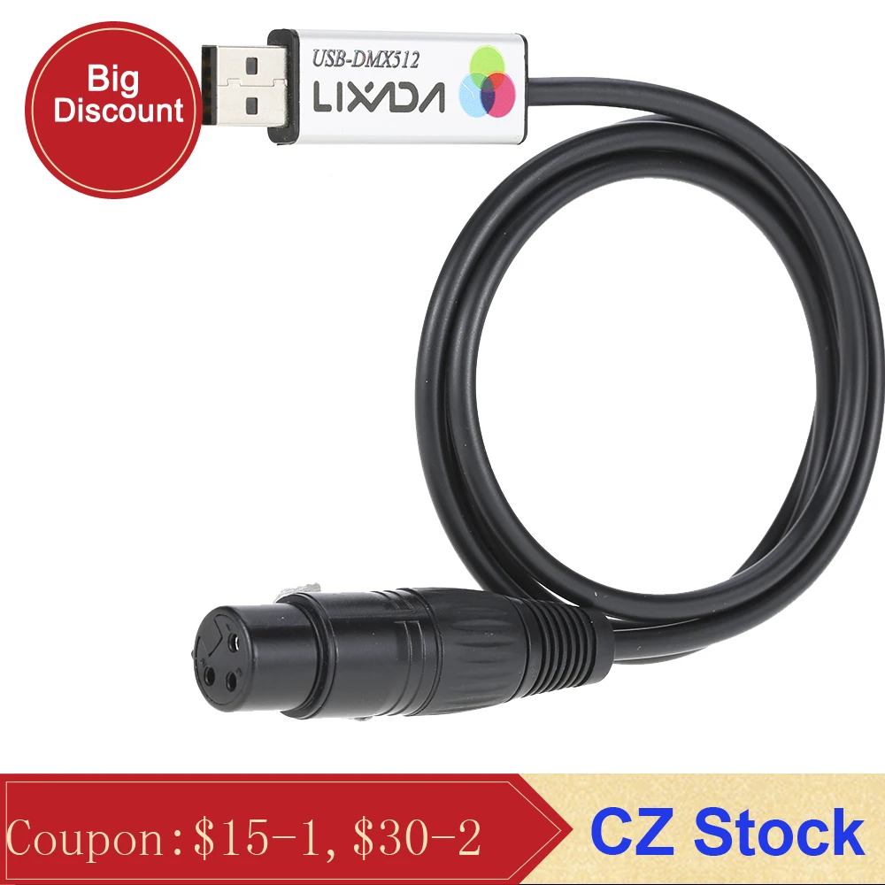 Lixada Usb To Dmx Interface Adapter Stage Lighting Disco Light Dj Dmx