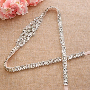 

Luxury Bridal Belt Silver Rhinestones Wedding Belt Crystal Wedding Dress Sash For Wedding Long Dresses A174S