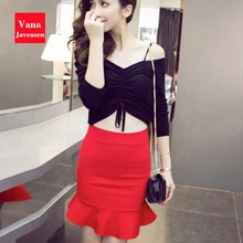 Vana Javeasen рыбий хвост юбка-годе женские Сексуальные облегающие юбка Офисная Женская однотонная модная Корейская облегающая юбка с высокой талией для дам