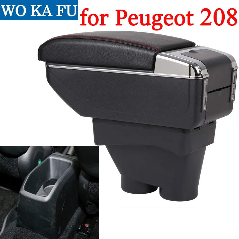Для peugeot 208 подлокотник коробка Универсальная автомобильная центральная консоль caja Модификация аксессуары двойной приподнятый с USB